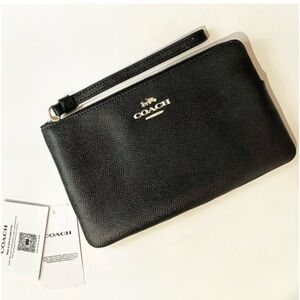 Coach Black Leather Wristlet Clutch NWOT